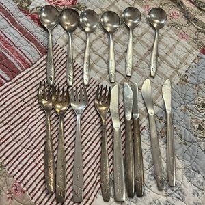 Vintage United Airlines first class Silver plated silverware forks knives spoons
